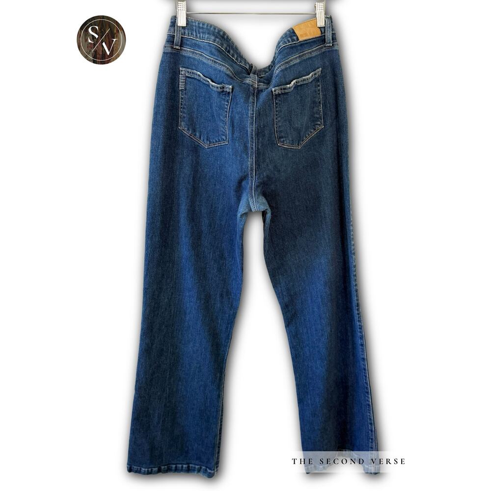 Paige  Leenah Womens 33 Waist High Rise Wide Leg Jeans Exposed Button Front - Picture 3 of 8